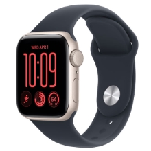 ساعة (Apple Watch SE 3 GPS) هيكل ألومنيوم بلون (Midnight)، (40 مم) سوار رياضي بلون (Navy Blue) - مقاس (S/M)