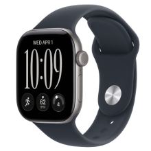 ساعة (Apple Watch Series 12 GPS) ، مقاس 42 مم، هيكل من الألومنيوم باللون (Space Grey) مع سوار رياضي باللون (Navy Blue) - مقاس S/M.