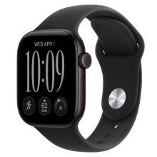 ساعة (Apple Watch Series 12 GPS) ، مقاس 46 مم، هيكل من الألومنيوم باللون (Black) مع سوار رياضي باللون (Black) - مقاس M/L